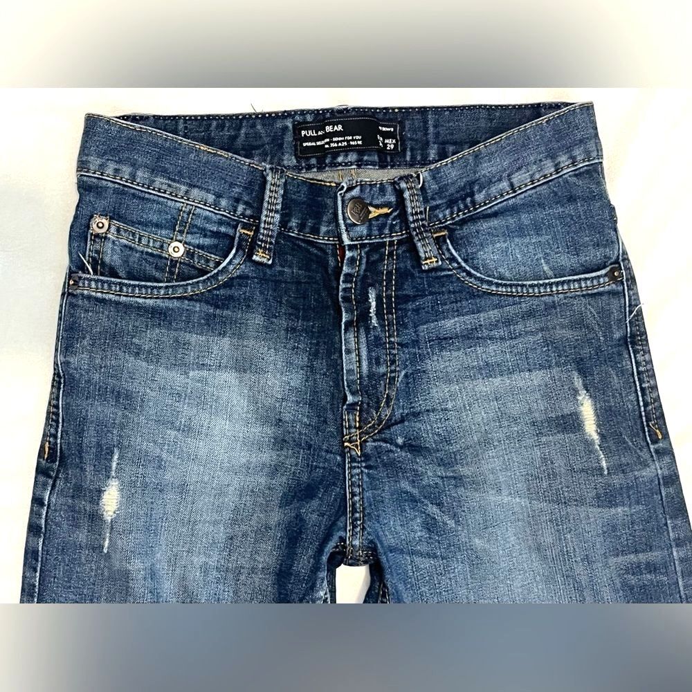 Pull&Bear Women’s Dark Blue Slightly Distressed Skinny Jeans Size 29 - Picture 2 of 15